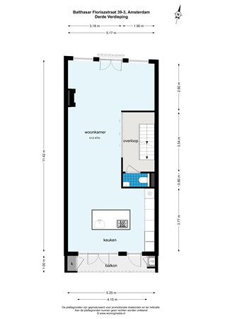 Floorplan - Balthasar Floriszstraat 39-3, 1071 VA Amsterdam